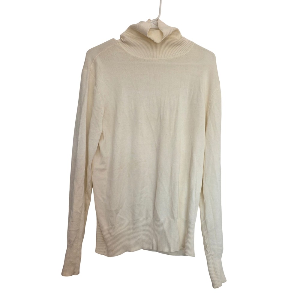Time and Tru Womens XL Cream Off White Ribbed Turtleneck‎ Knit Sweater Top